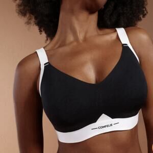 Comfelie Airlite Everyday Bra Black Colorblock Lightly Lined Bra Size Large-New